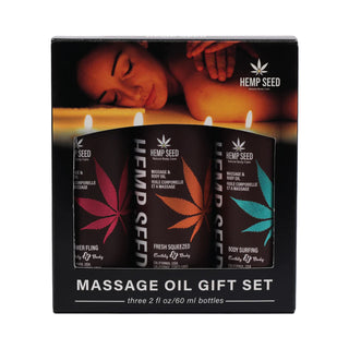 Earthly Body Hemp Seed Summer 2025 Massage & Body Oil Trio Summer Scents Gift Set