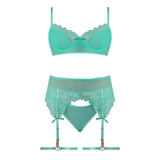 Magic Silk Caribbean Crush Demi Bra & Thong with Garter Set