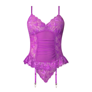 Magic Silk Butterfly Fantasies Basque & Cheeky Panty Blacklight Reactive Set With Bonus Coochy Shave Cream