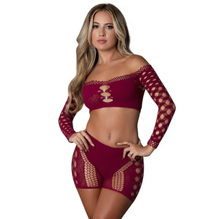 Magic Silk Seamless Crop Top & Short Set with Rhinestones