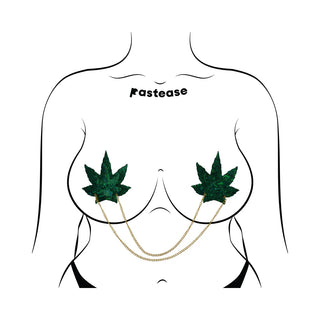 Pastease Chains: Shattered Glass Disco Ball Green Weed with Gold Chain Pasties