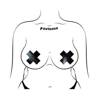 Pastease Plus X: Faux Latex Pleather Vinyl Cross Pasties