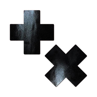 Pastease Plus X: Faux Latex Pleather Vinyl Cross Pasties
