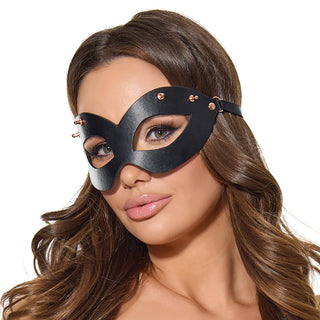 Coquette Pleasure Black Cat Vegan Leather Mask With Removable Ears