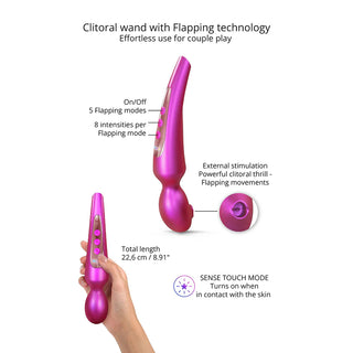 Love To Love Pleaser Silicone Rechargeable Cordless Wand With Flapping Tongue Stimulator And Glow-In-The Dark Dice