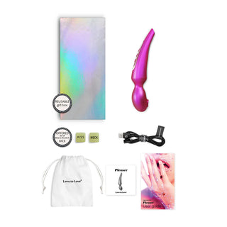 Love To Love Pleaser Silicone Rechargeable Cordless Wand With Flapping Tongue Stimulator And Glow-In-The Dark Dice