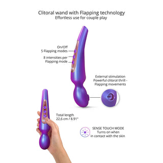Love To Love Pleaser Silicone Rechargeable Cordless Wand With Flapping Tongue Stimulator And Glow-In-The Dark Dice
