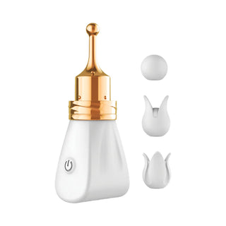 Gold Glam Tri-Tip Rechargeable Pinpoint Vibe With Removable Cap And Three Silicone Tips