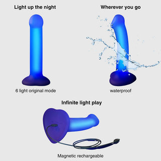 Strap-On-Me Glow-LED Light Rechargeable Flexible Squishy Suction Cup Silicone Dildo