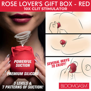 Bloomgasm The Rose Lover's Gift Box Rose Stimulator Gift Wrapped In Heart Shaped Box With Roses