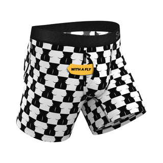 Shinesty The Chest Mate Checkered Boob Print Moisture Wicking Ball Hammock Pouch Underwear with Fly
