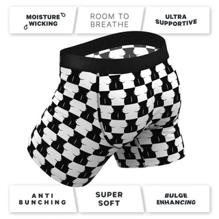 Shinesty The Chest Mate Checkered Boob Print Moisture Wicking Ball Hammock Pouch Underwear with Fly
