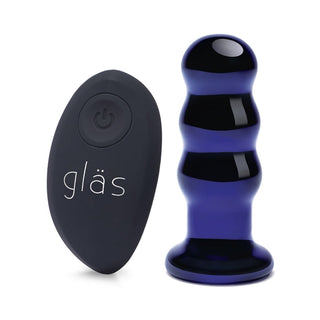 Glas 3.5 in. Rechargeable Remote-Controlled Vibrating Beaded Butt Plug - Horny Stoner