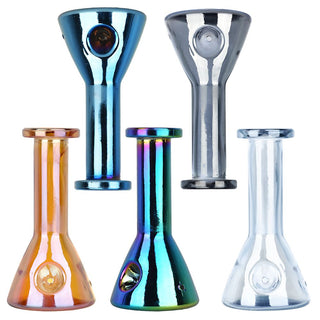 Electroplated Beaker Glass Hand Pipe - 5" / 5ct - Horny Stoner