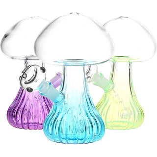 Pluming Mushroom Glass Water Pipe - 7" / 14mm F / Colors Vary - Horny Stoner