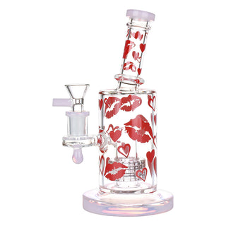 Lipstick Kiss Glass Water Pipe - 8" / 14mm F - Horny Stoner