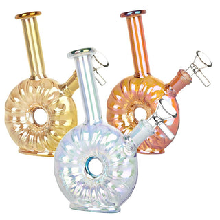 Electroplated Donut Glass Water Pipe - 6.75" / 14mm F - Horny Stoner