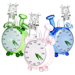 It's 4:20 Somewhere Alarm Clock Rig w/ Matching Carb - 5.75" / 14mm F / Colors Vary - Horny Stoner