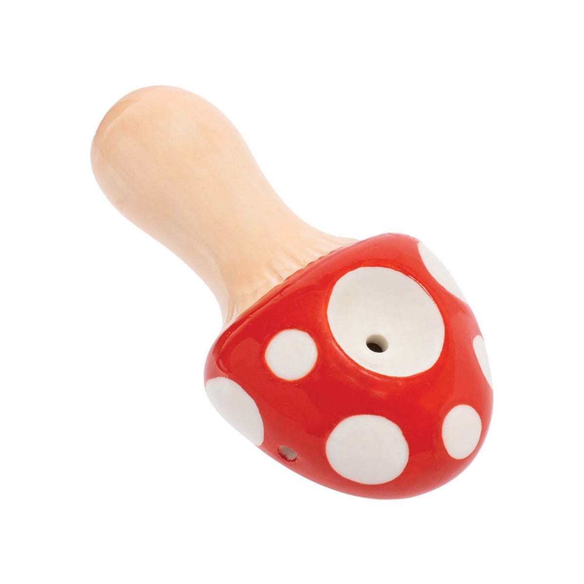 Toadstool Ceramic Hand Pipe - Red - Horny Stoner