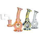 Time Warp Electroplated Glass Mini Dab Rig | 4.75" | 14mm F | Colors Vary - Horny Stoner