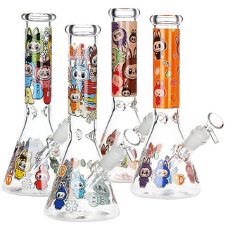 Funny Animal Beaker Labubu Inspired Glass Water Pipe | 9.75" | 14mm F | Designs Vary