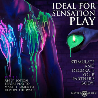 Master Series UV Blacklight Reactive Heart Drip Candle 3-Piece Set