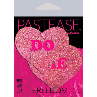 Pastease Glitter 'Do Me' Heart Pasties Pink - Horny Stoner