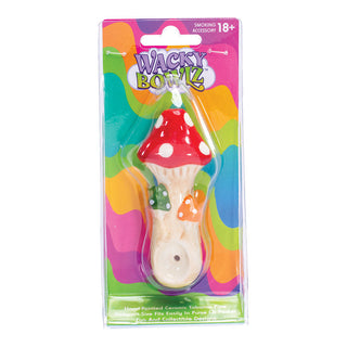 Wacky Bowlz Tri Mushroom Ceramic Pipe - 4" - Horny Stoner