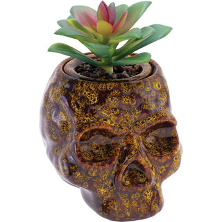 Fujima Skull Planter Reactive Glaze Ceramic Stash Jar | 4.5"
