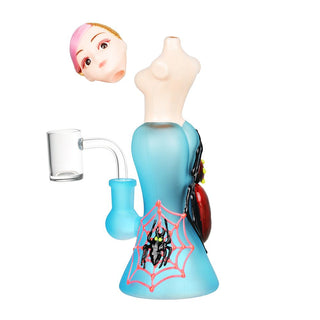 Doll Glow In The Dark Glass Water Pipe - 7.25" / 14mm F / Designs Vary - Horny Stoner