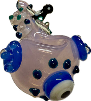 Ripkitty 4.5" Tobacco Dry Herb Hand Pipe Spoon Color Tube Glass with Penguins Art