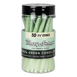 50CT JAR - Blazy Susan Green Pre-Rolled Cones - 1 1/4"