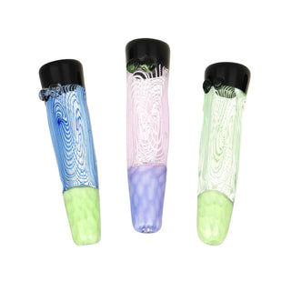 Spiral Vortex Glass One Hitter - 3" / Colors Vary - Horny Stoner