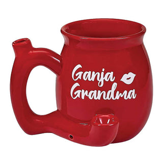 GANJA GRANDMA ON RED CHUBBY PREMIUM ROAST & TOAST PIPE MUG
