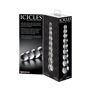 Icicles No. 2 Beaded 8.5 in. Glass Dildo Clear - Horny Stoner