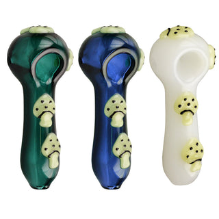 Glow in the Dark Mushroom Spoon Pipe - 4" / Colors Vary - Horny Stoner
