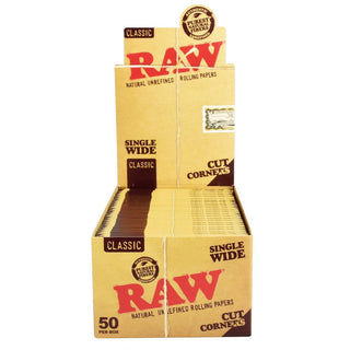 RAW Cut Corners Rolling Papers | Single Wide - Horny Stoner
