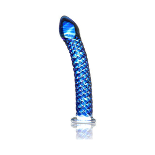 Icicles No. 29 Curved Textured 7.25 in. Glass Dildo Blue - Horny Stoner