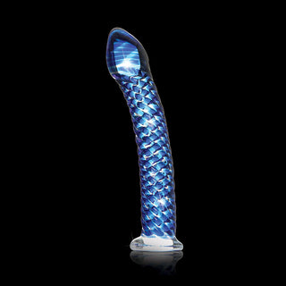Icicles No. 29 Curved Textured 7.25 in. Glass Dildo Blue - Horny Stoner