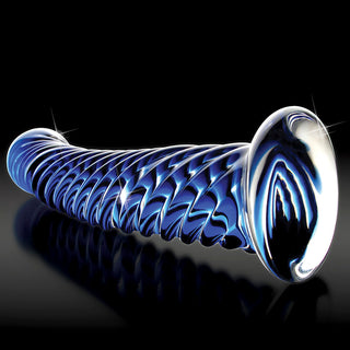 Icicles No. 29 Curved Textured 7.25 in. Glass Dildo Blue - Horny Stoner