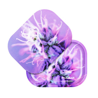 Pulsar Mini Metal Rolling Tray w/ Lid - Flowering / 7"x5.5" - Horny Stoner