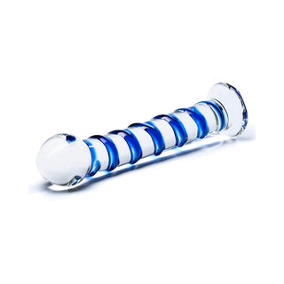 Glas 7.5 in. Blue Spiral Glass Dildo - Horny Stoner
