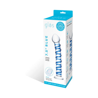 Glas 7.5 in. Blue Spiral Glass Dildo - Horny Stoner
