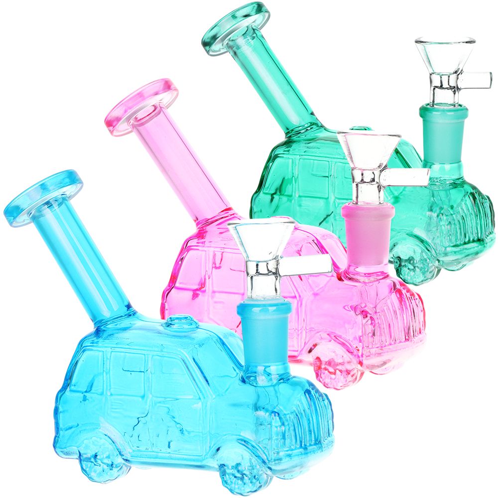 Station Wagon Mini Glass Water Pipe - 4.5" / 14mm F / Colors Vary - Horny Stoner