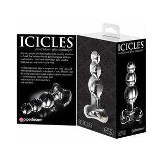 Icicles No. 47 Beaded 4 in. Glass Anal Plug Clear - Horny Stoner