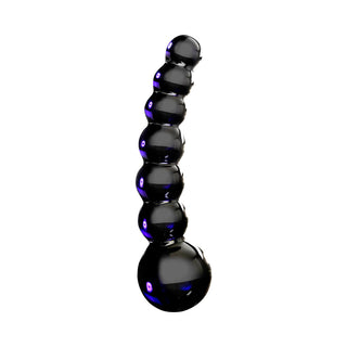Icicles No. 66 Curved Beaded 4.75 in. Glass Dildo Black - Horny Stoner