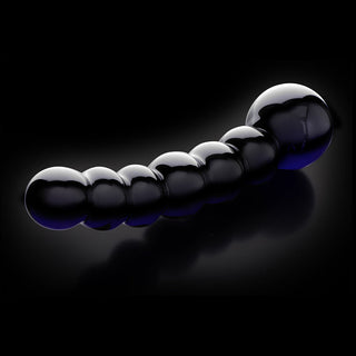 Icicles No. 66 Curved Beaded 4.75 in. Glass Dildo Black - Horny Stoner