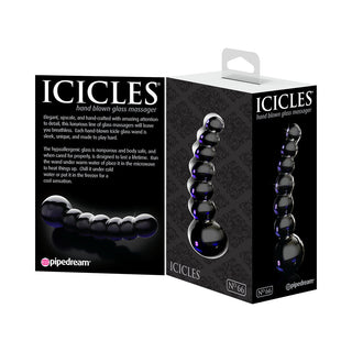 Icicles No. 66 Curved Beaded 4.75 in. Glass Dildo Black - Horny Stoner
