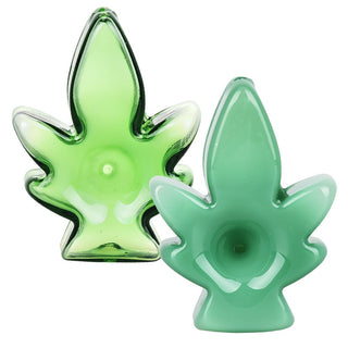 Humble Hemp Leaf Glass Hand Pipe - 3" / Colors Vary - Horny Stoner