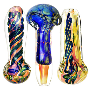 Metallic Fumed Glass Spoon Pipe- 3.75" - Horny Stoner